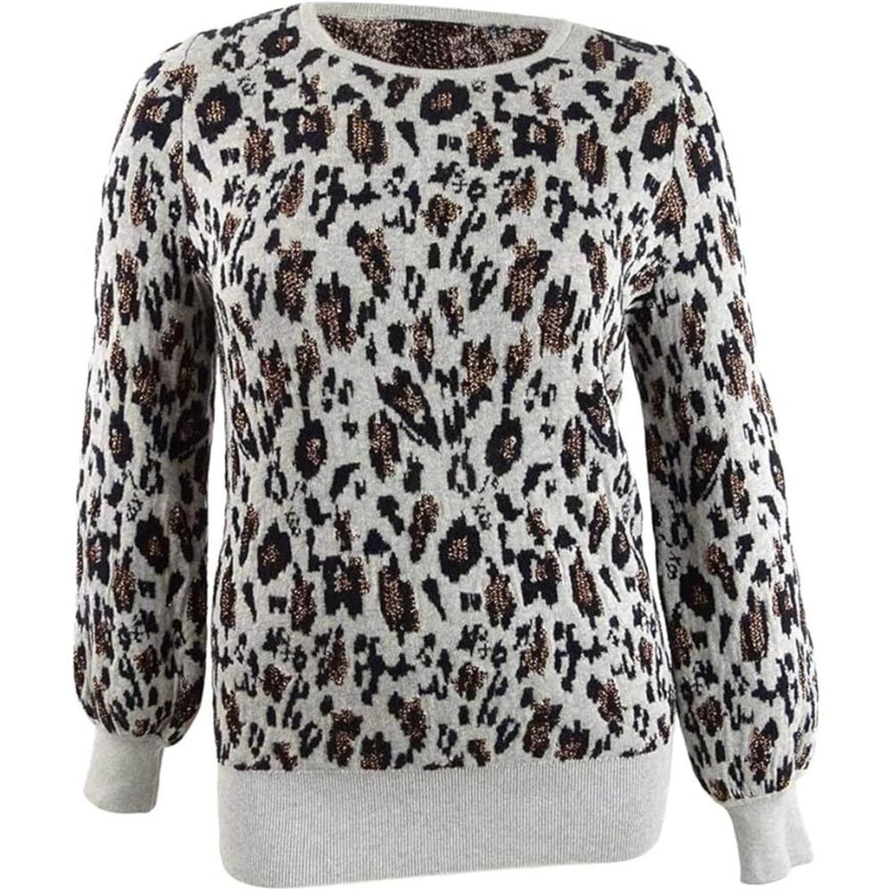 Alfani Metallic Animal-Leopard Print Sweater - Size: Small